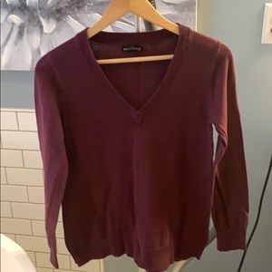 burgundy colored v neck sweater